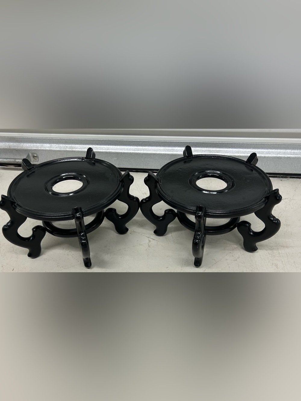 Black Chinese Oriental Rosewood Pedestals/ Stands - Pair